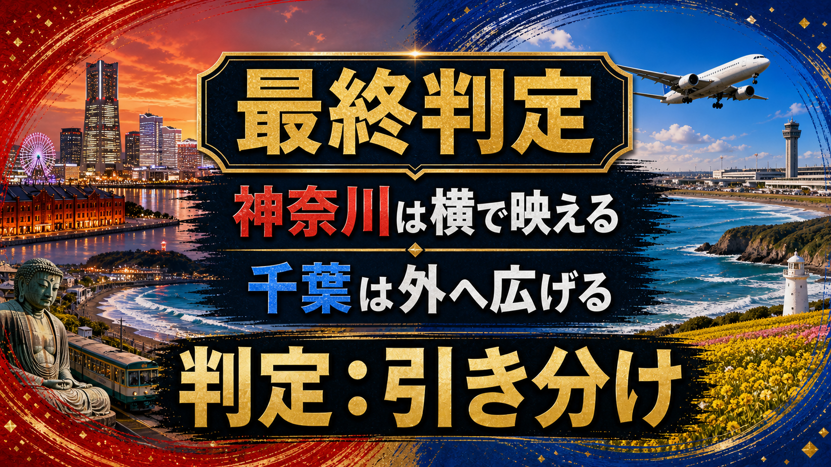 神奈川は横で映える、千葉は外へ広げる、判定は引き分けという最終判定画像