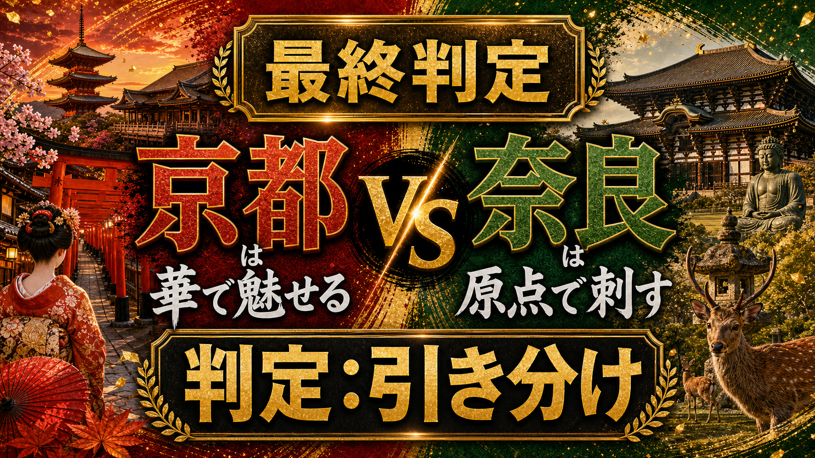 京都は華で魅せる、奈良は原点で刺す、判定は引き分けとする最終判定画像