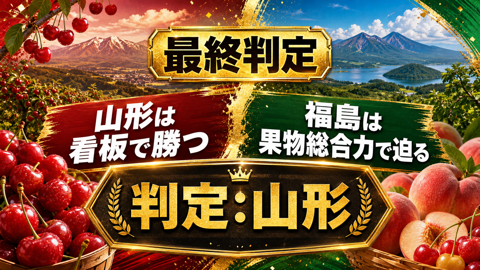 山形県がさくらんぼ王国対決で勝利する最終判定画像